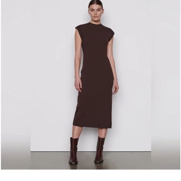 Frame Le Muscle Maxi Dress Sleeveless Slit Organic Cotton Size M - Picture 1 of 6